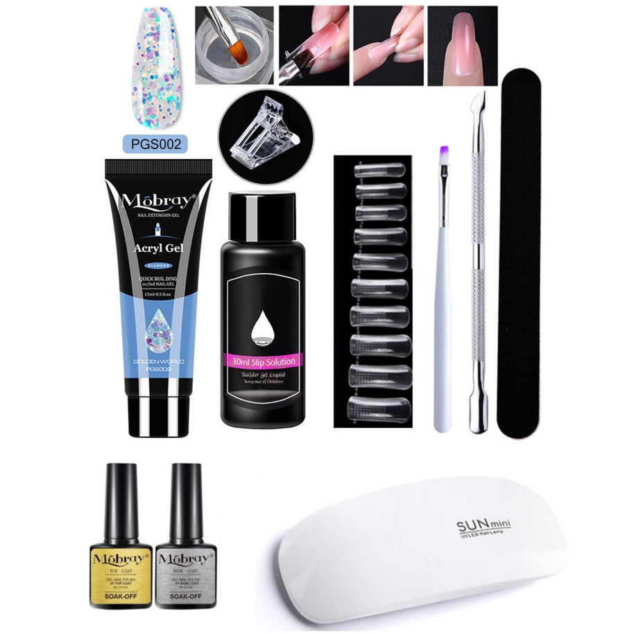 7-Piece Nail Extender Kit - UV/LED Crystal Resin Set
