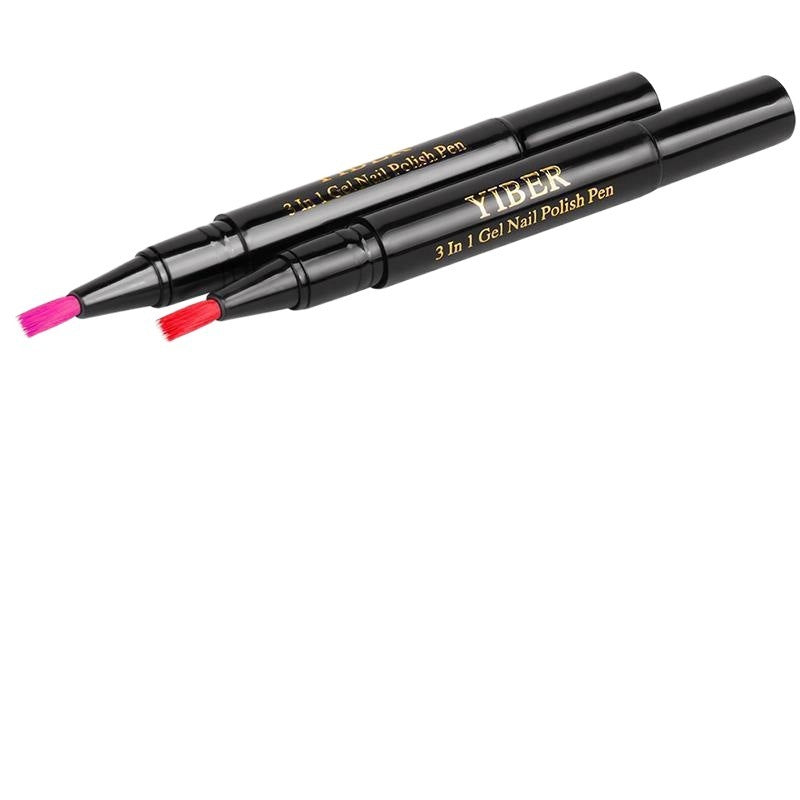 Multicolor Nail Art Pens - 5pc 3-in-1 Polish & Glue Set