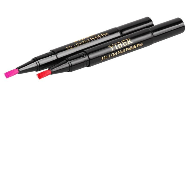 Multicolor Nail Art Pens - 5pc 3-in-1 Polish & Glue Set