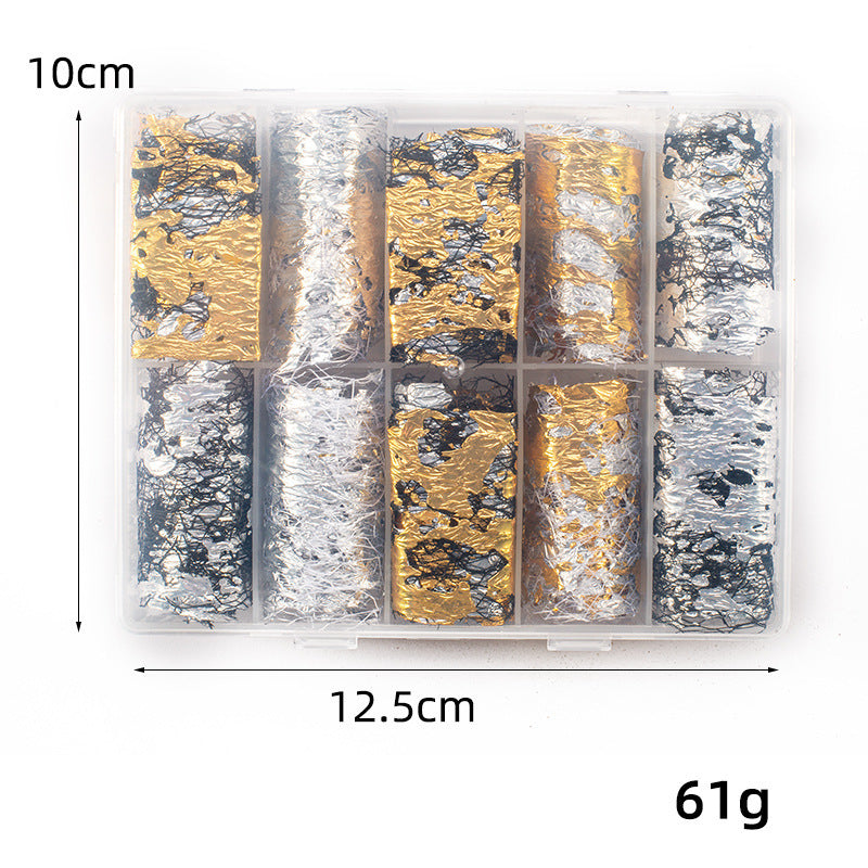 Starry Sky Nail Stickers - Japanese Sally Net Gold Foil Design