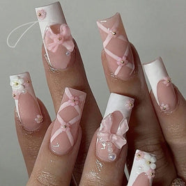 Starry Sky Short Square Nail Tips - European Square Press On Nails