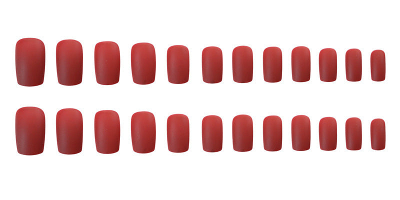 Matte Red False Nails - 24pc Medium Length Manicure Set
