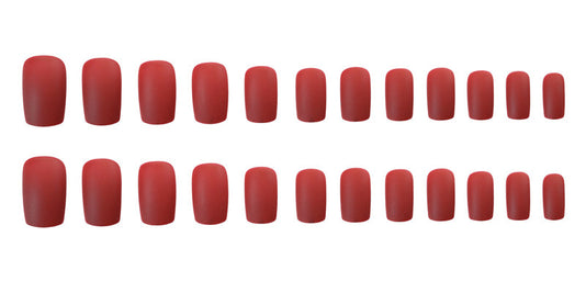 Matte Red False Nails - 24pc Medium Length Manicure Set