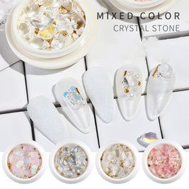 Mixed Crystal Nail Jewelry - Pearl & Steel Ball Rivet Set