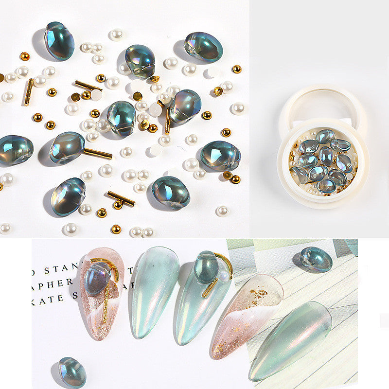 Mixed Crystal Nail Jewelry - Pearl & Steel Ball Rivet Set