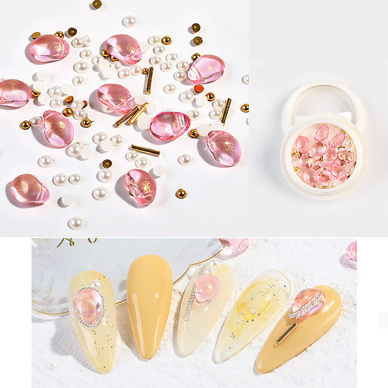 Mixed Crystal Nail Jewelry - Pearl & Steel Ball Rivet Set