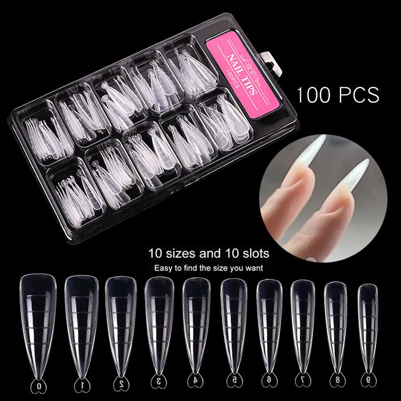 Pointed/Ballet/Coffin Nail Sheets - 100pc Transparent Nail Art Set