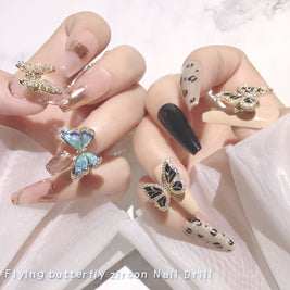 Moving Smart Butterfly Nail Jewelry – Gold & Silver Zircon Nail Sequins
