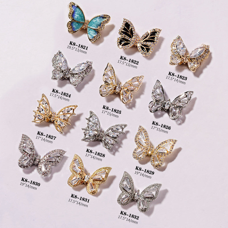 Moving Smart Butterfly Nail Jewelry – Gold & Silver Zircon Nail Sequins