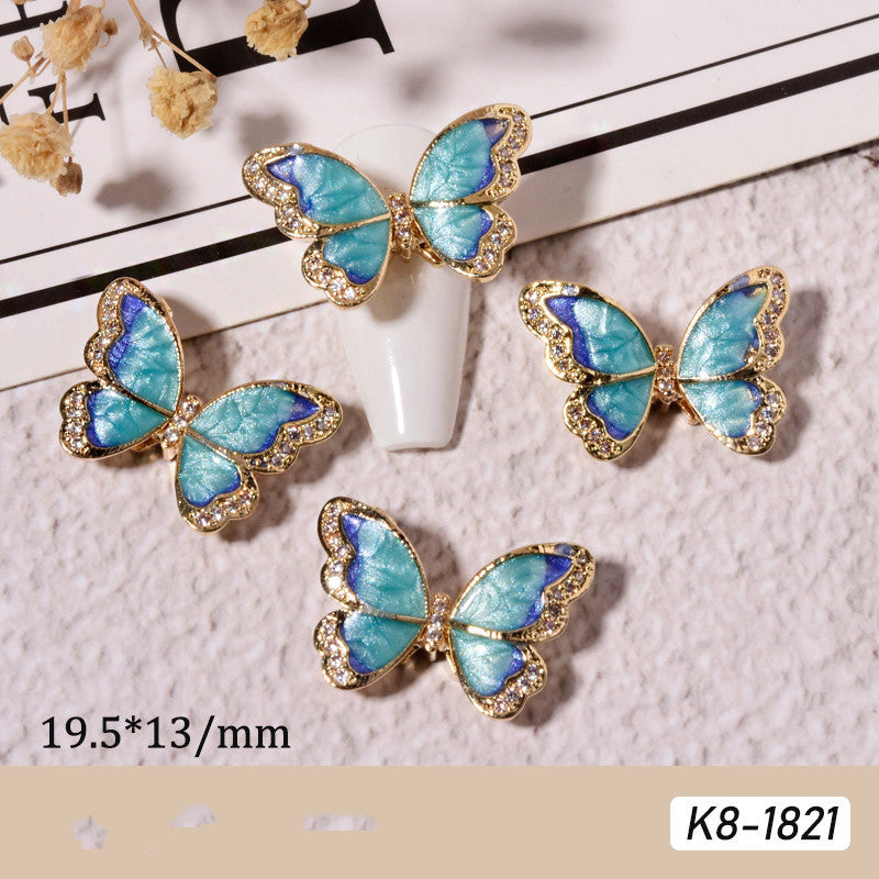 Moving Smart Butterfly Nail Jewelry – Gold & Silver Zircon Nail Sequins