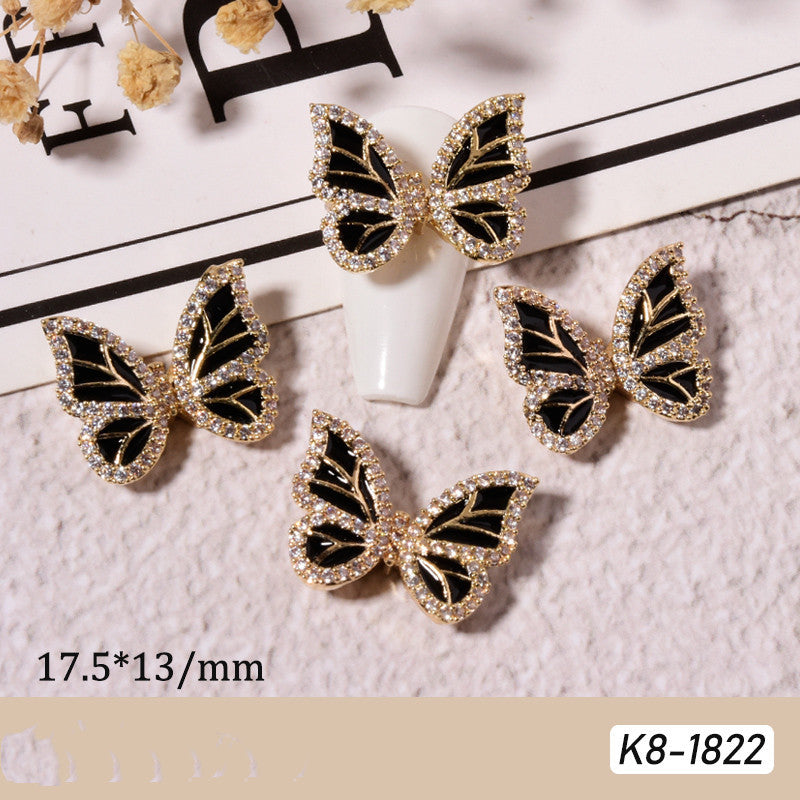 Moving Smart Butterfly Nail Jewelry – Gold & Silver Zircon Nail Sequins