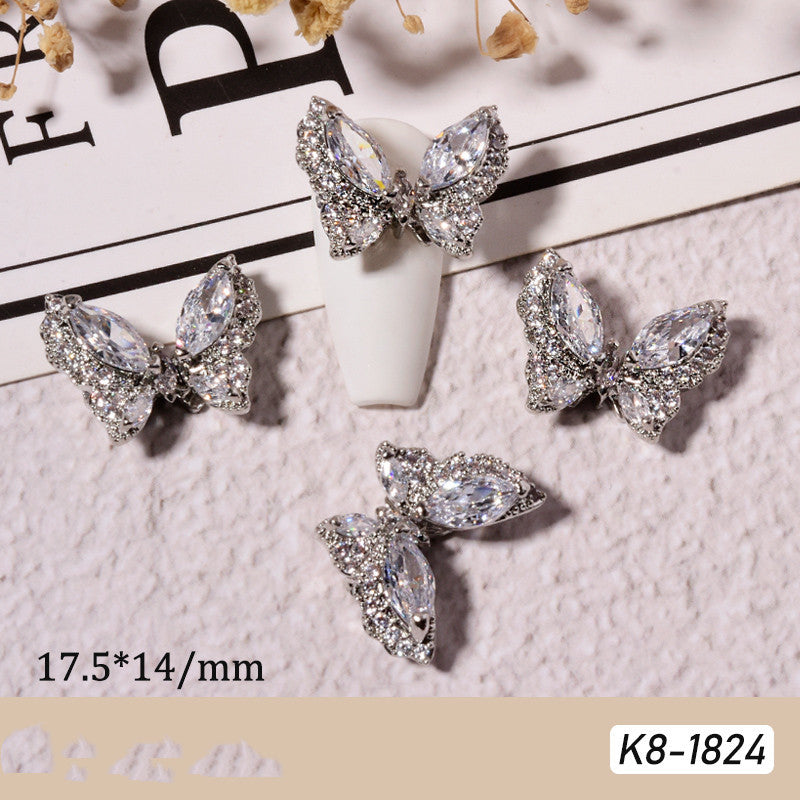 Moving Smart Butterfly Nail Jewelry – Gold & Silver Zircon Nail Sequins