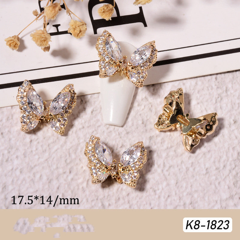 Moving Smart Butterfly Nail Jewelry – Gold & Silver Zircon Nail Sequins