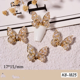Moving Smart Butterfly Nail Jewelry – Gold & Silver Zircon Nail Sequins