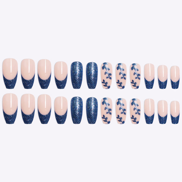 Blue Onion Pink Ballet Nails - Coffin French Manicure Press On Set