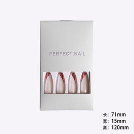 Rose Gold Ballet Press On Nails - 24pc Long French Manicure Set