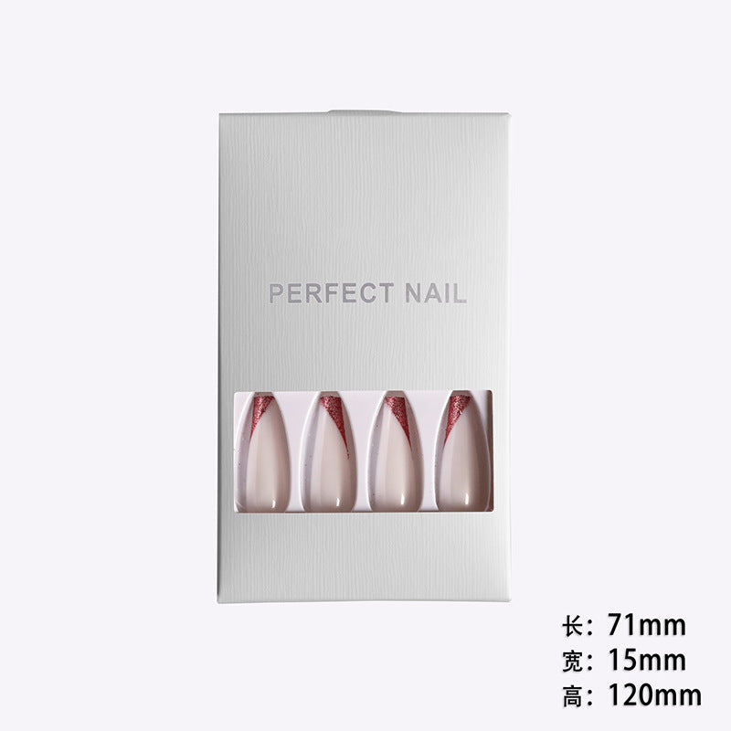 Rose Gold Ballet Press On Nails - 24pc Long French Manicure Set
