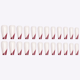 Rose Gold Ballet Press On Nails - 24pc Long French Manicure Set