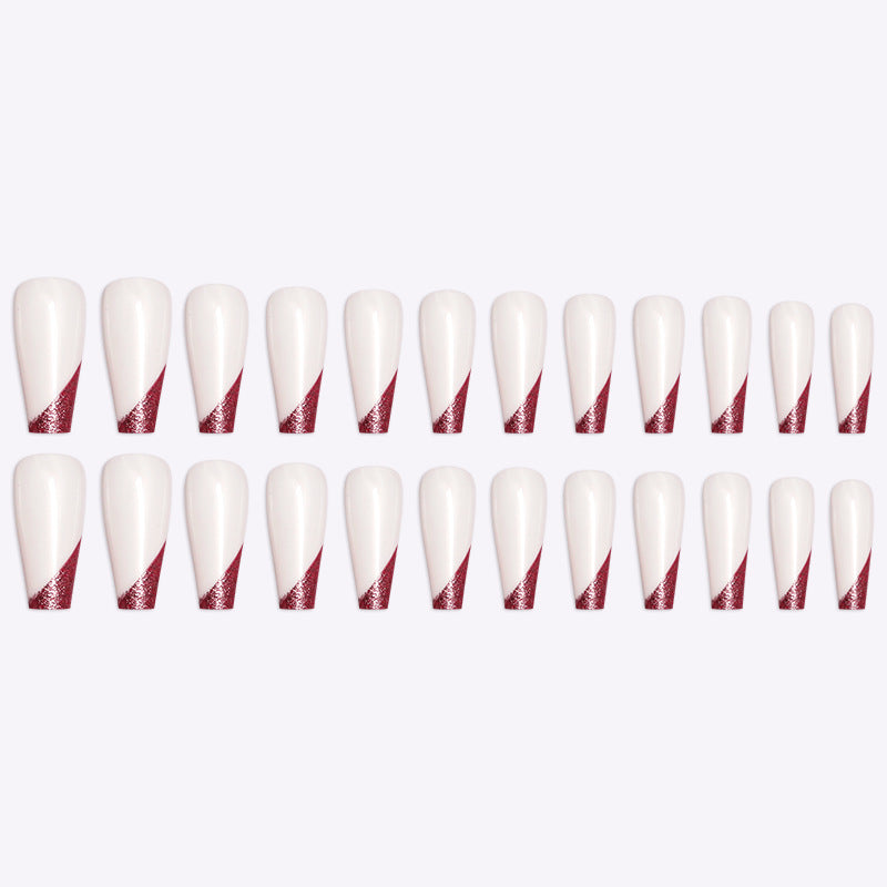 Rose Gold Ballet Press On Nails - 24pc Long French Manicure Set