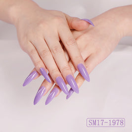Almond False Nails - Long Pointed Solid Color Nail Patches
