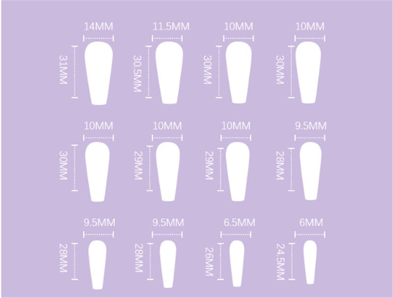 Gradient Press On Nails - Elegant Ballet Length 24PC
