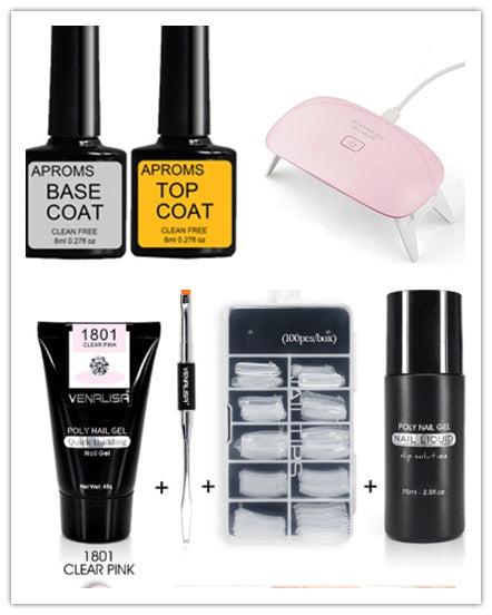 Professional Nail Gel Polish Kit - 100 Tips + Builder Gel Included