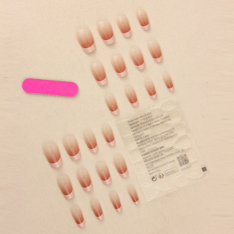 Blush Gradient French Nails - Starry Sky Short Tips