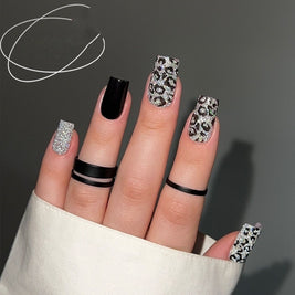 Starry Sky Short Square Nail Tips - European Square Press On Nails