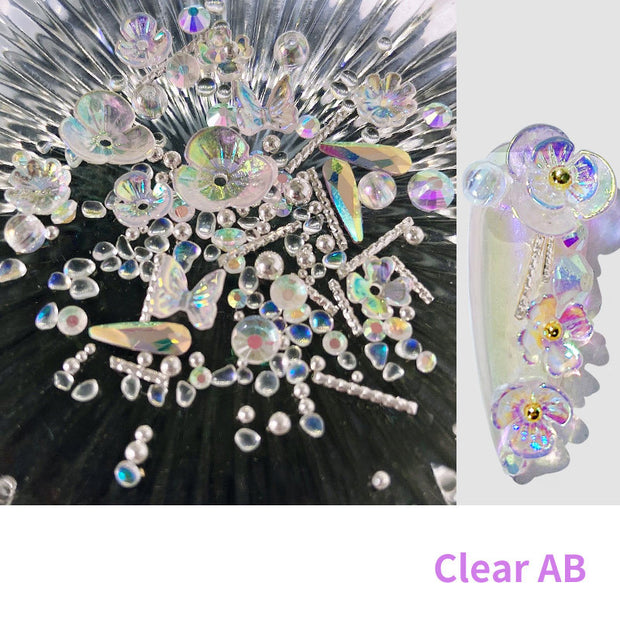 3D Flower Butterfly Nail Decor - 15g Ice-Through Nail Art Sequins