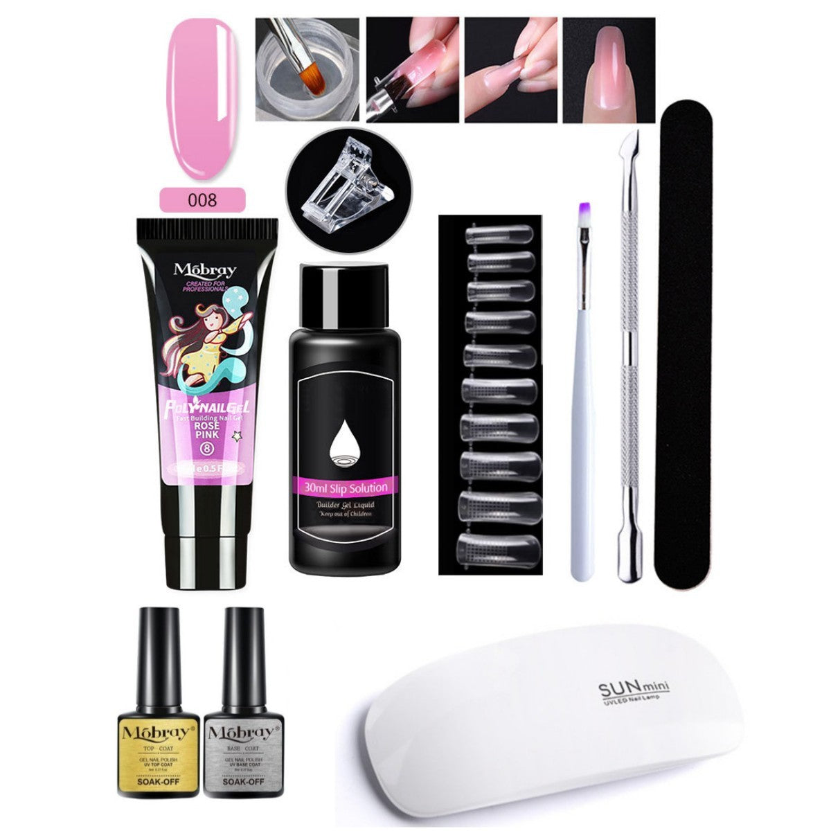 7-Piece Nail Extender Kit - UV/LED Crystal Resin Set