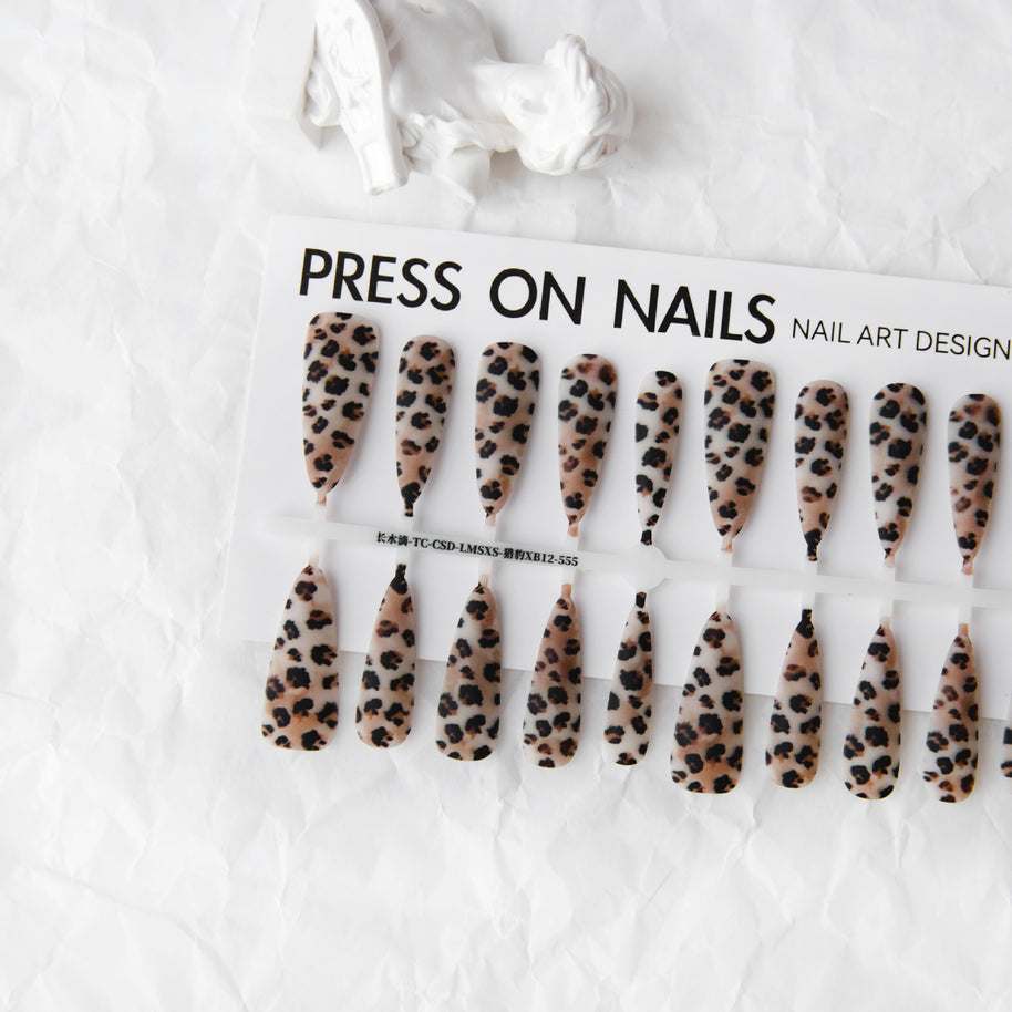 Leopard Print French Nails – European & American Wave Design
