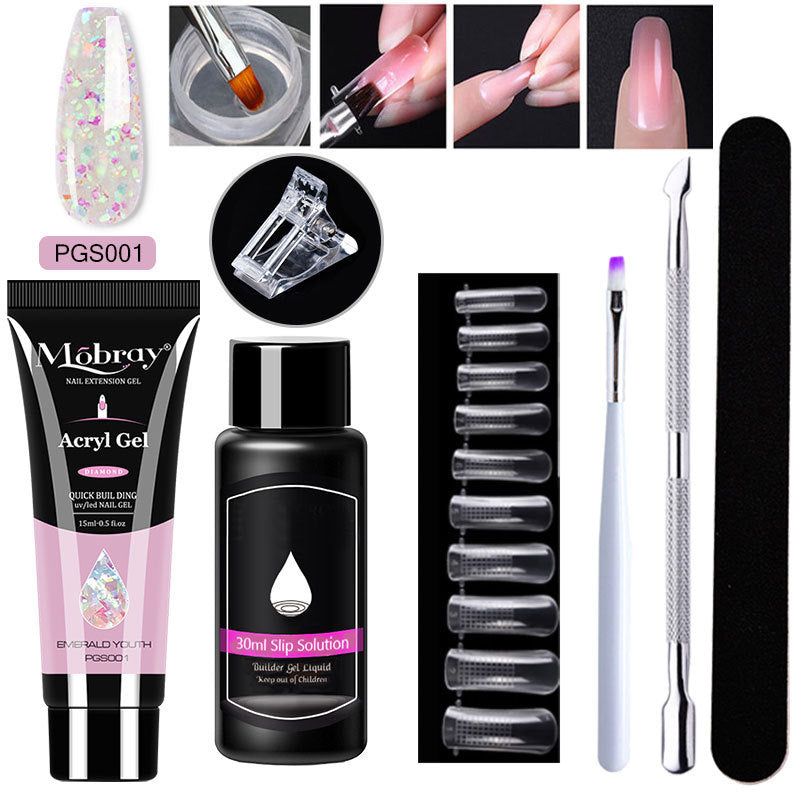 7-Piece Nail Extender Kit - UV/LED Crystal Resin Set