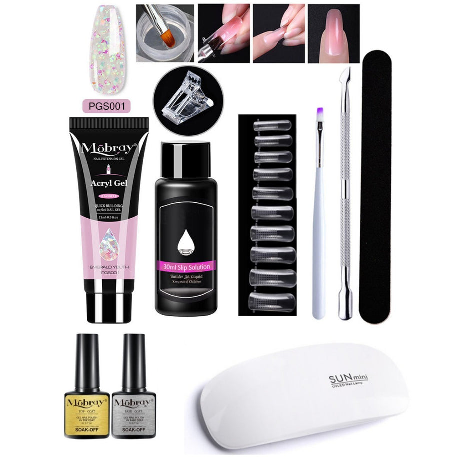 7-Piece Nail Extender Kit - UV/LED Crystal Resin Set