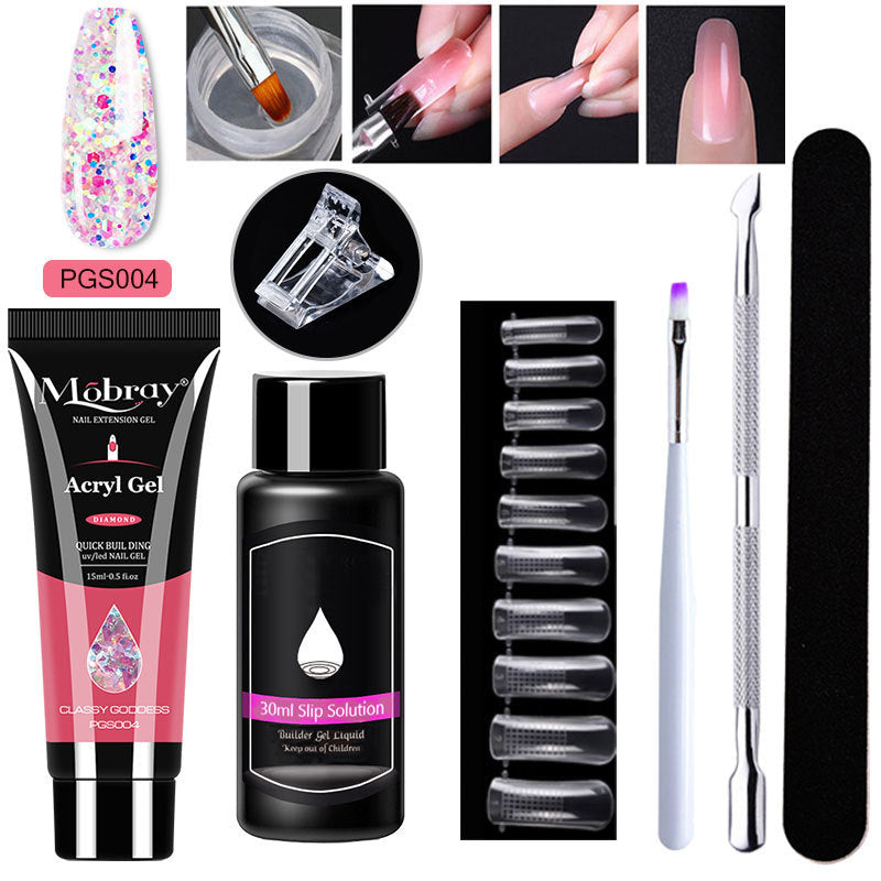 7-Piece Nail Extender Kit - UV/LED Crystal Resin Set