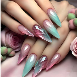 European Style Nail Tips - Glossy French Ombre Design