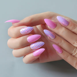Oval False Nails - 24pcs Solid Color Wearable Nail Set