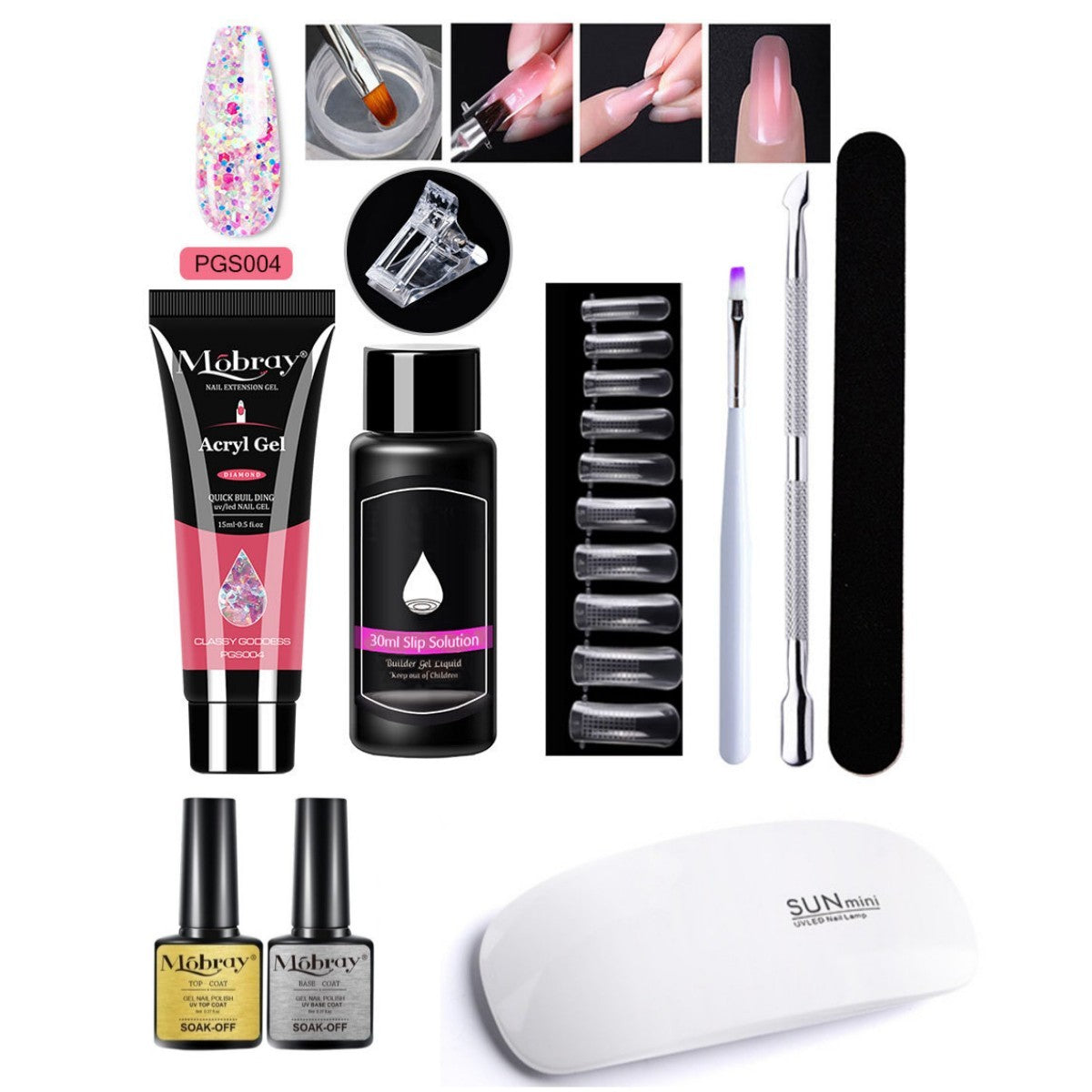7-Piece Nail Extender Kit - UV/LED Crystal Resin Set