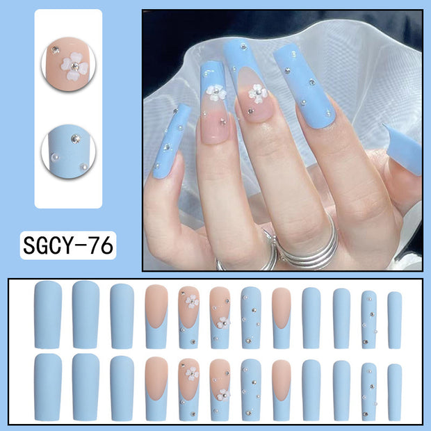 Long Pointed Gradient Nails - Blooming Electroplated Tips