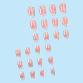 Pink & White Gradient Nails – Plaid Ballet Press-On Set