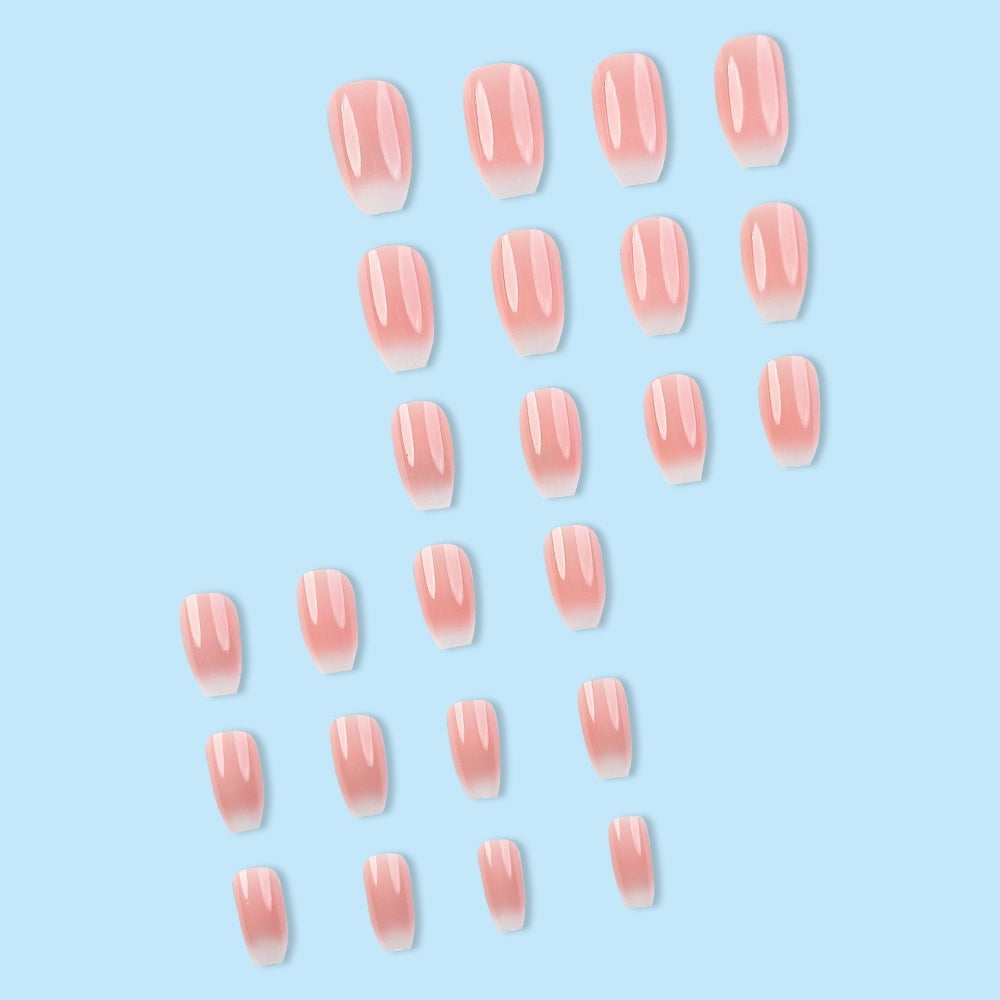 Pink & White Gradient Nails – Plaid Ballet Press-On Set