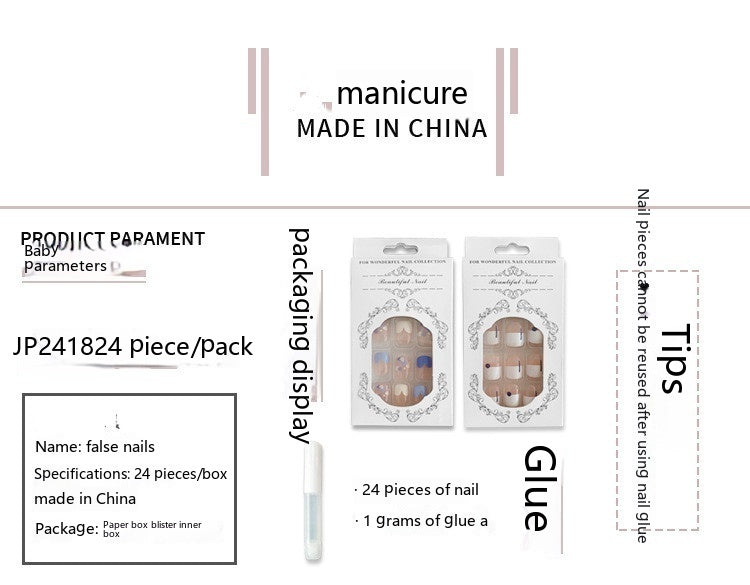 Wearable French White Tips - Medium Length Nail Patches