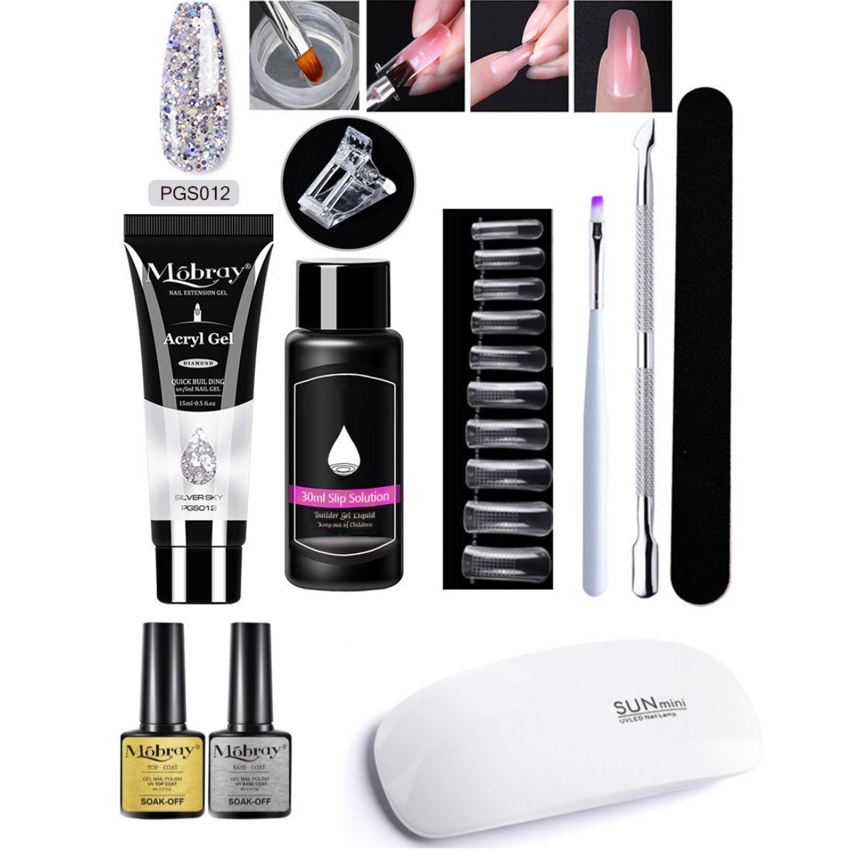 7-Piece Nail Extender Kit - UV/LED Crystal Resin Set