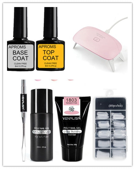 Professional Nail Gel Polish Kit - 100 Tips + Builder Gel Included