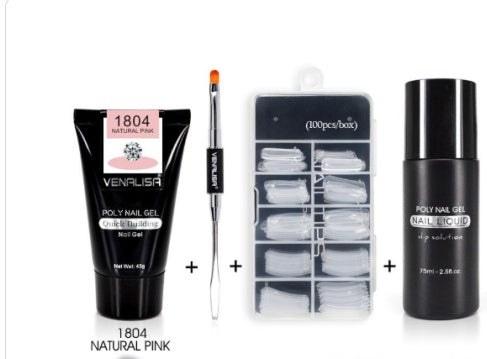 Professional Nail Gel Polish Kit - 100 Tips + Builder Gel Included