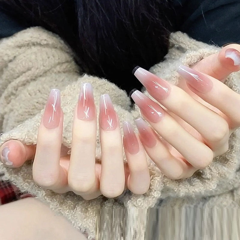 Blush Gradient Nude Nails - Sweet Tea Color Press-On Tips