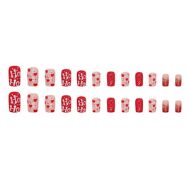 Christmas Red Glitter Press On Nails - 24pc Medium Square Set with Jelly Gel
