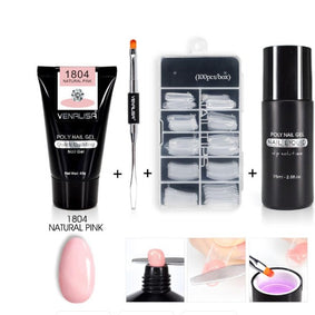 Professional Nail Gel Polish Kit - 100 Tips + Builder Gel Included