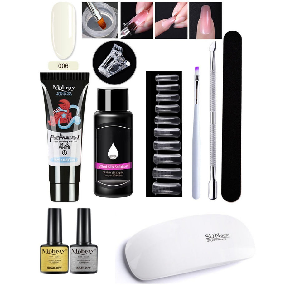 7-Piece Nail Extender Kit - UV/LED Crystal Resin Set