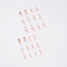 French Floral Press-On Nails - Rose & Tulip Ballet Length Tips