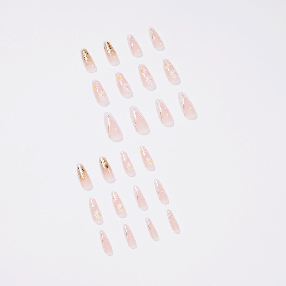 French Floral Press-On Nails - Rose & Tulip Ballet Length Tips